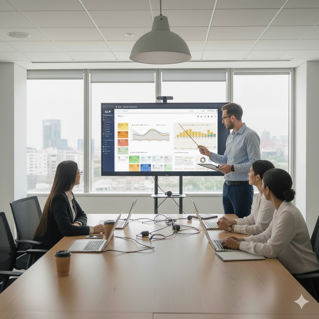 Consultant CyberIT formant une équipe sur GLPI