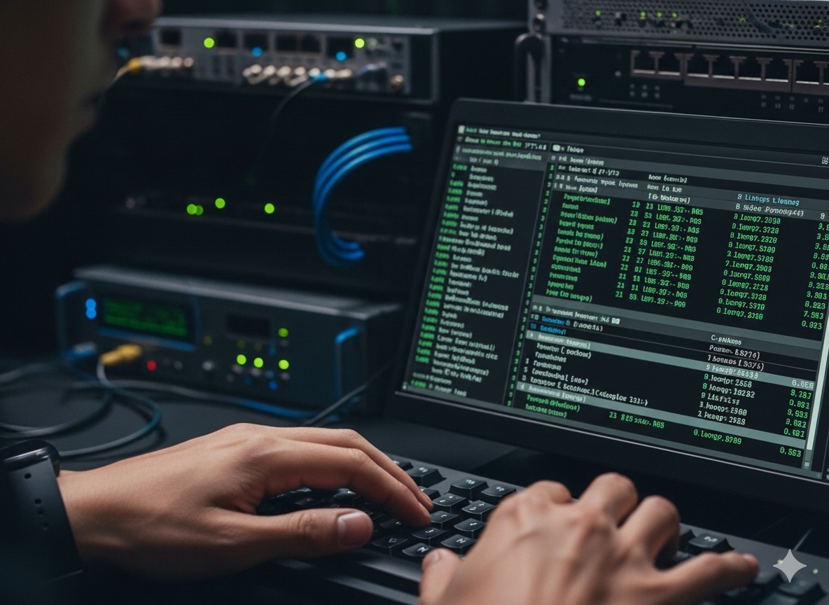 Ingénieur travaillant sur un terminal Linux