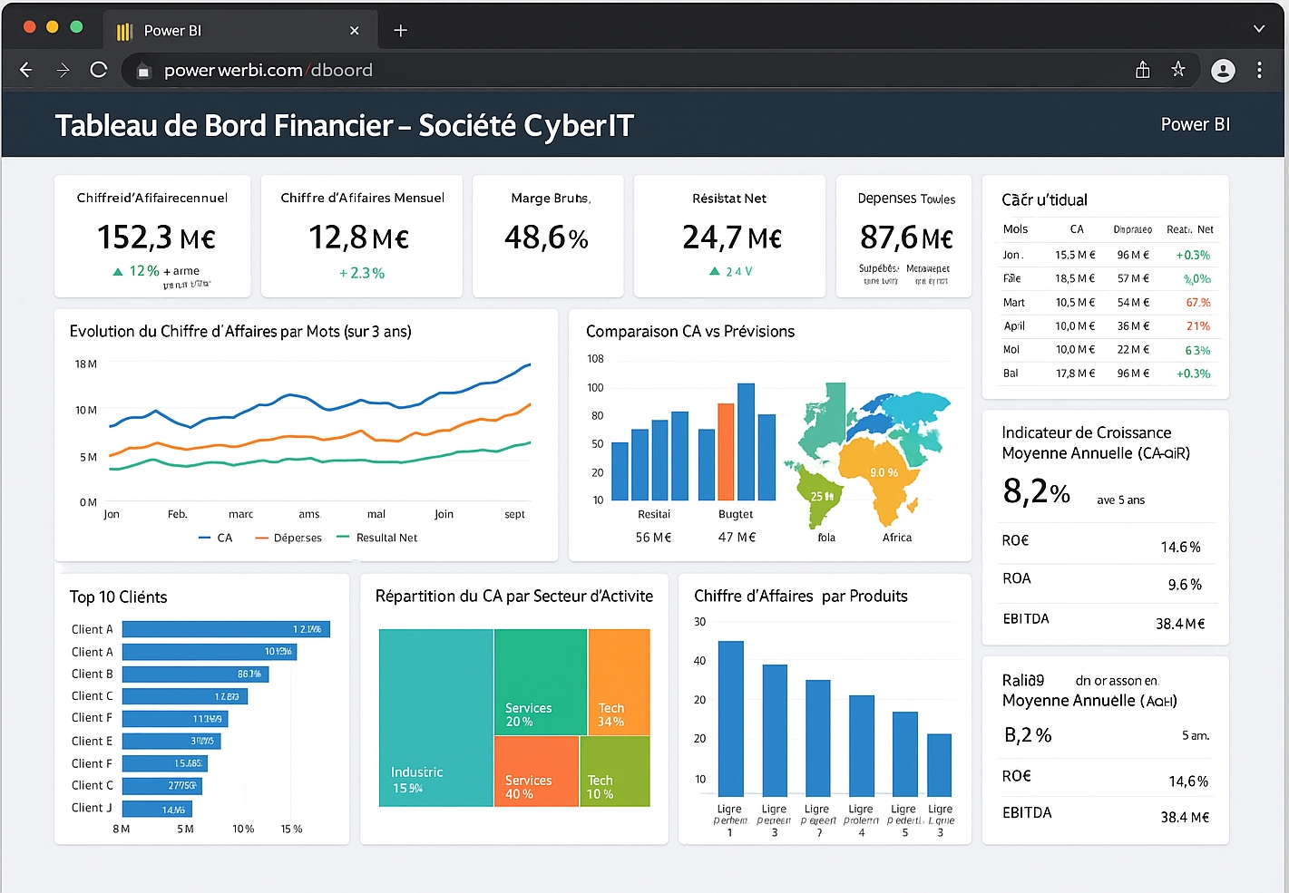Tableau de bord interactif Power BI