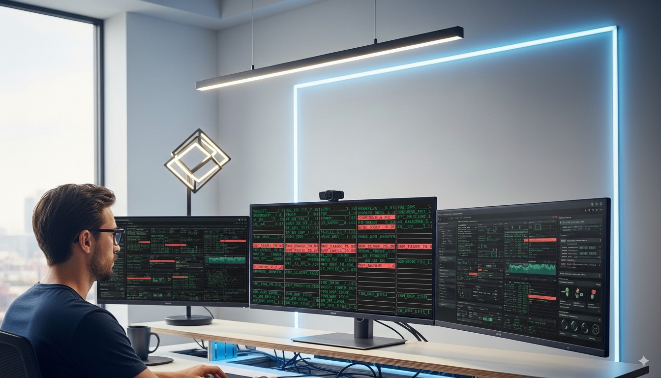 Ingénieur IT travaillant sur un tableau de bord de supervision